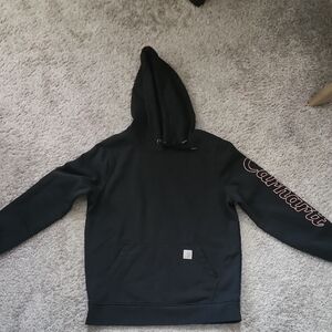 Carhartt Youth Black Hoodie with Sleeve Logo